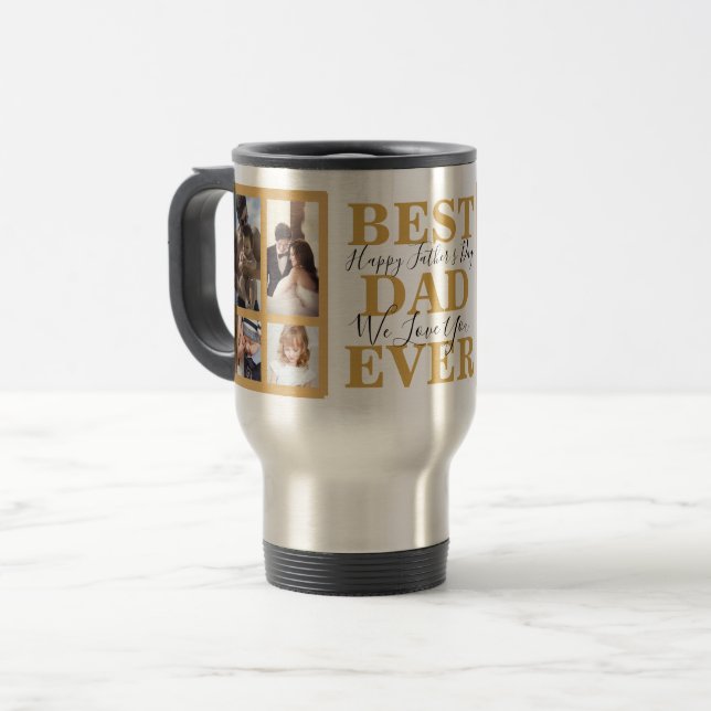 Trendy Gold Script Best Vater Ever Vathers Day Fot Reisebecher (Vorderseite Links)