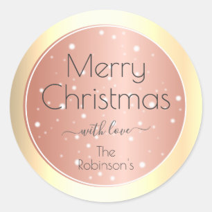 Trendy Gold Shimmer Effect Eleganter Weihnachtssti Runder Aufkleber