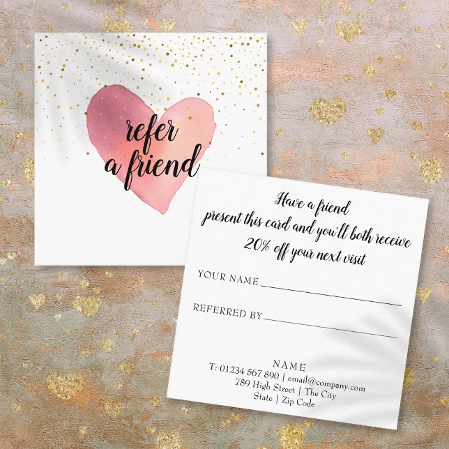 Trendy Gold Sprinkles Herz Empfehlungskarte (Trendy Gold Sprinkles Heart Referral Card)