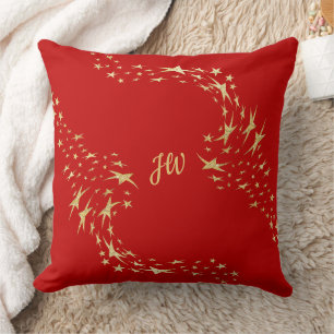 Trendy Gold Stars Mit Monogramm Throw Kissen
