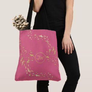 Trendy Gold Stars Mit Monogramm Tote Bag Tasche