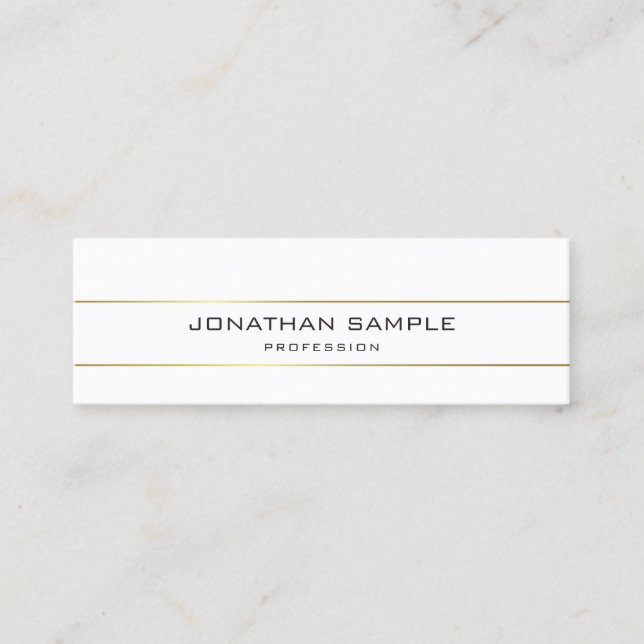 Trendy Gold Streifen Minimalistisch Design Chic Sc Mini Visitenkarte (Vorderseite)