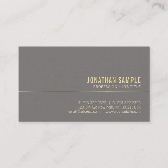 Trendy Gold Text Chic Beruflich Design Deluxe Visitenkarte (Vorderseite)