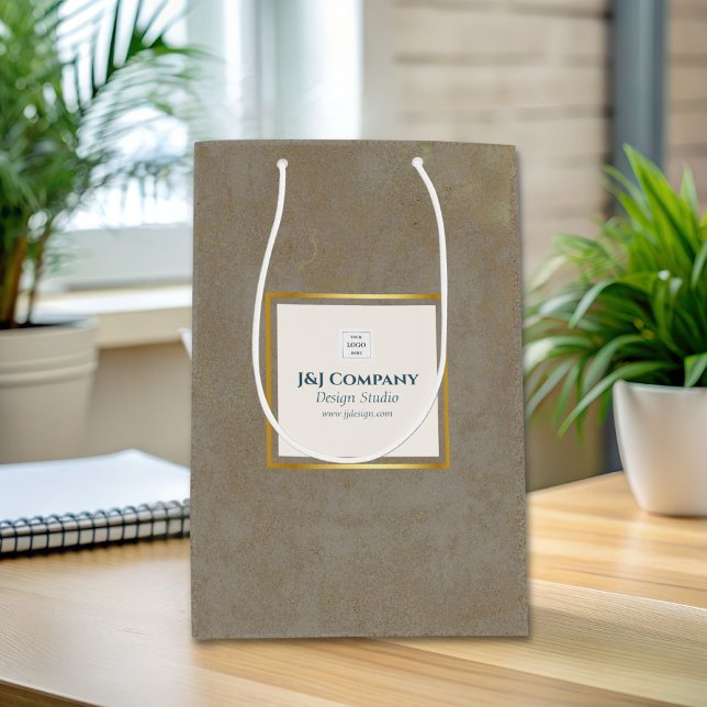 Trendy Gold Texture Logo Mittlere Geschenktüte (Von Creator hochgeladen)