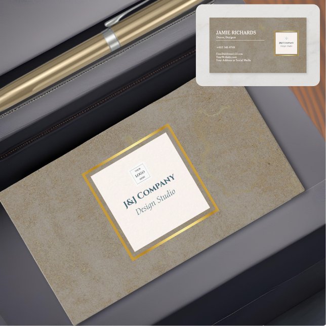Trendy Gold Texture Logo Visitenkarte (Von Creator hochgeladen)
