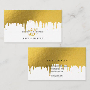 Trendy Gold Tropfens Hair & Makeup Artist Visitenkarte