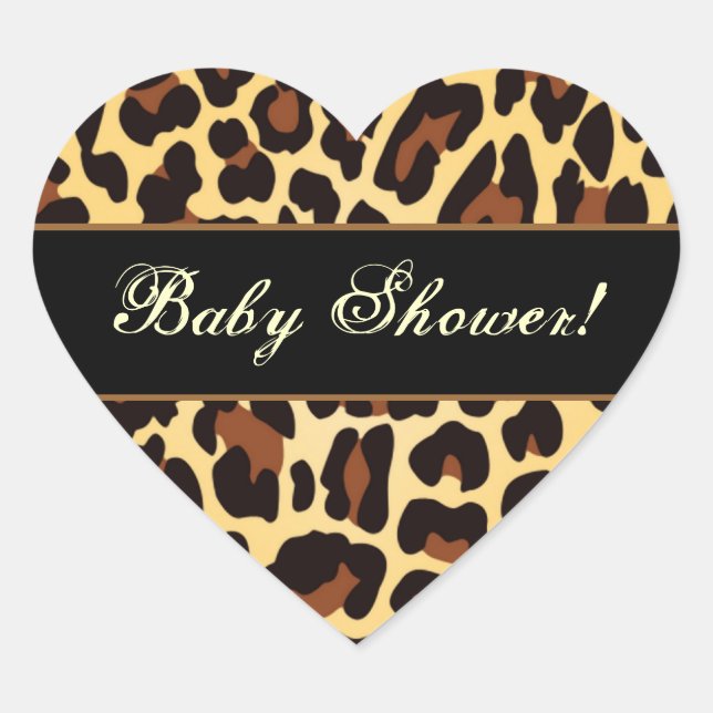 Trendy Gold und Black Leopard Babyldusche Herz-Aufkleber (Vorderseite)