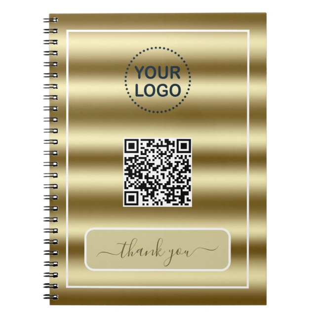 Trendy Gold Waves QR Code Ihr Logo hier Notizblock (Vorderseite)