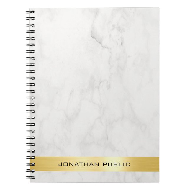 Trendy Gold White Marble Elegante Template Spiral Notizblock (Vorderseite)