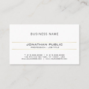 Trendy Gold White Minimalistisch Elegante Einfach  Visitenkarte