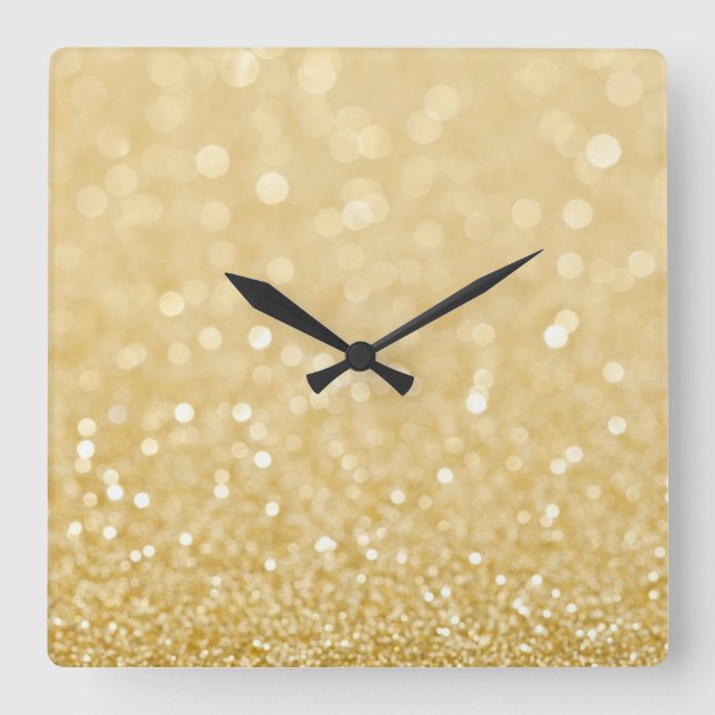 Trendy GoldGlitzer-Wand-Uhr Quadratische Wanduhr (Vorderseite)