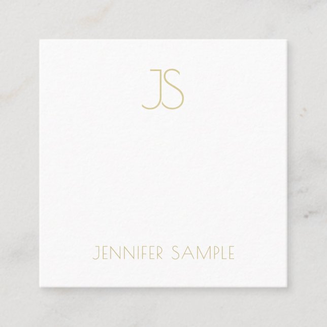 Trendy Goldmit Monogramm modernes einfaches Quadratische Visitenkarte (Vorderseite)