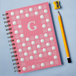 Trendy Golf Ball & T-Shirt Monogram Bubblegum Pink Notizbuch