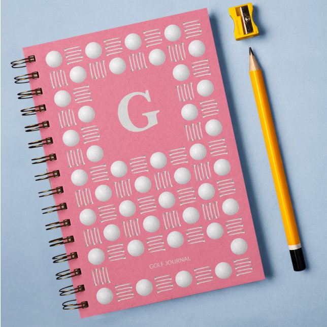 Trendy Golf Ball & T-Shirt Monogram Bubblegum Pink Notizbuch (Von Creator hochgeladen)