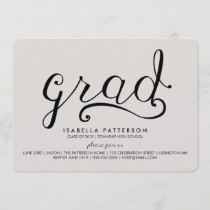 Trendy Grad Gray Abschluss Einladung