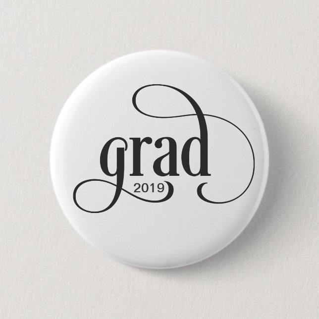 Trendy Grad Typografie mit Ihrem Klassenjahr Button (Vorderseite)