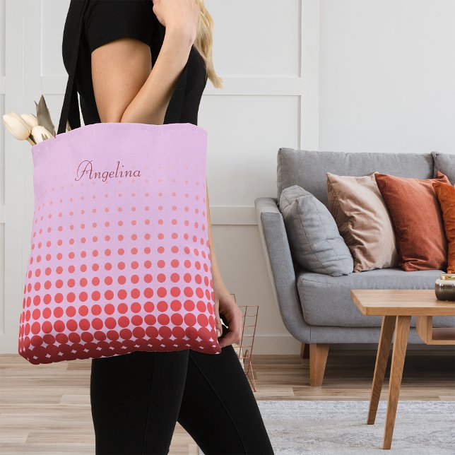Trendy Gradient Polka Dots Individuelle Name Tasche (Von Creator hochgeladen)