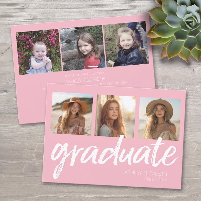 Trendy Graduation Party Ankündigung mit 6 Fotos (Custom Graduation Announcement)