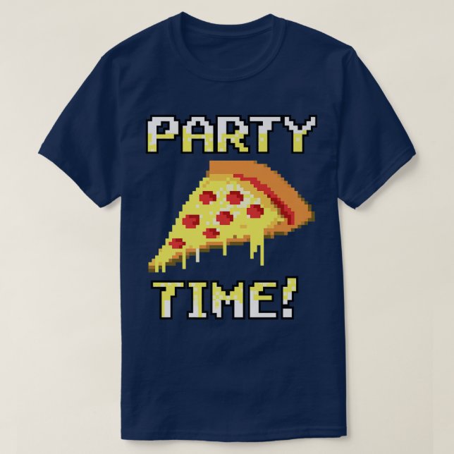 Trendy Graphic Pixated Pizza Party Time! Premium T-Shirt (Design vorne)