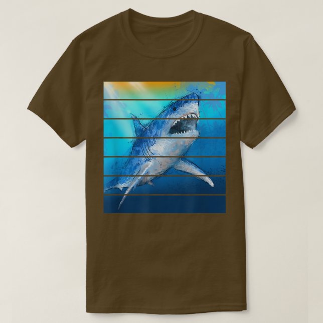 Trendy Graphic Shark Foto Panels T-Shirt (Design vorne)
