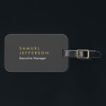 Trendy grau Schwarz beruflich schlicht modern Gepäckanhänger<br><div class="desc">Grau schwarzer Hintergrund modern,  elegant. Diese Vorlage kann an alle beruflichen Beruf angepasst werden.</div>