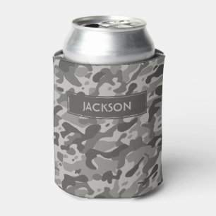 Trendy grau Tarnmuster mit Namen Dosenkühler