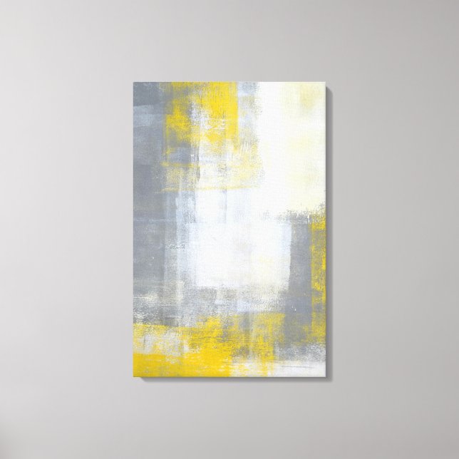 "Trendy" Grau und Gelb Abstrakte Kunst Canvas druc Leinwanddruck (Vorderseite)