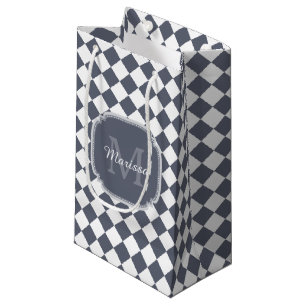 Trendy, grau und weiß, Mit Monogramm Name geprüft Kleine Geschenktüte