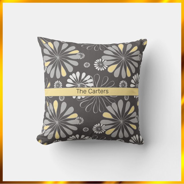 Trendy Gray and Yellow Floral Kissen (Von Creator hochgeladen)