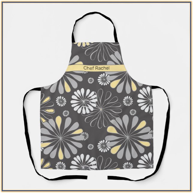 Trendy Gray and Yellow Floral Schürze (Von Creator hochgeladen)