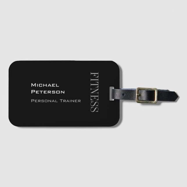 Trendy Gray Black Fitness - Name Gepäckanhänger (Vorderseite (Horizontal))