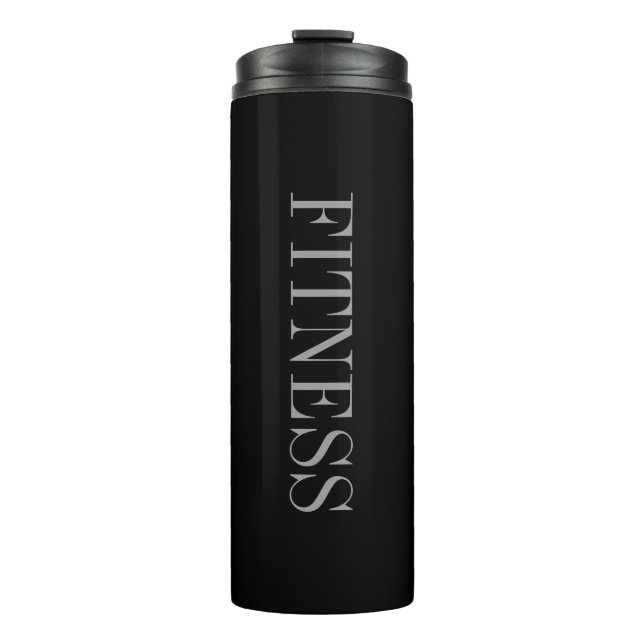 Trendy Gray Black Fitness Sport Thermosbecher (Vorderseite)