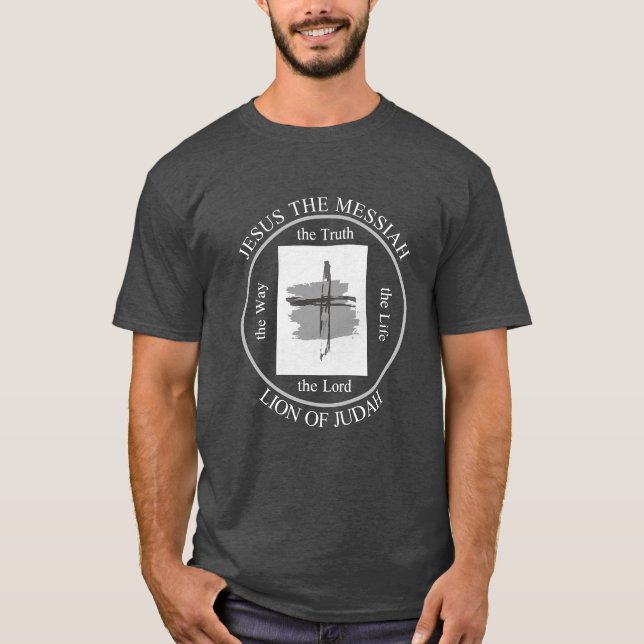 Trendy Gray Jesus, der Messias Christliche Glauben T-Shirt (Vorderseite)