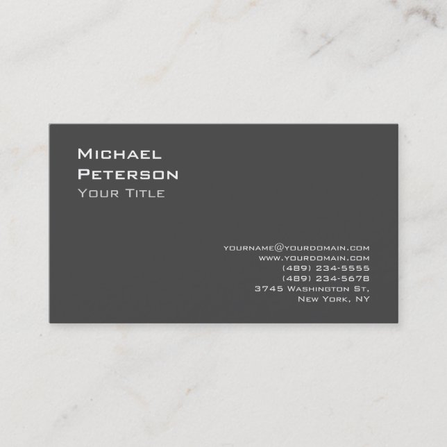 Trendy Gray Modern Stylish Business Card Visitenkarte (Vorderseite)