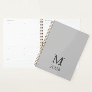 Trendy Gray Monogram 2024 Planer
