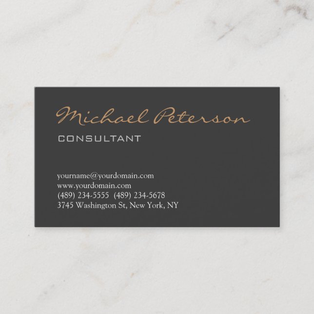Trendy Gray Script Consultant Business Card Visitenkarte (Vorderseite)