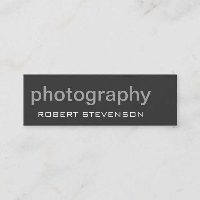 Trendy Gray Skinny Fotograf Business Card Mini Visitenkarte (Vorderseite)