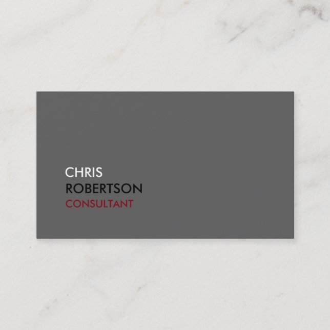 Trendy Gray Stylish Attraktive Business Card Visitenkarte (Vorderseite)