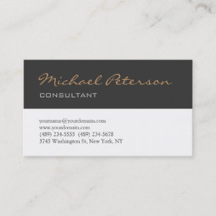Trendy Gray White Script Consultant Business Card Visitenkarte