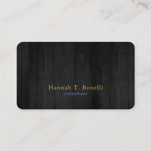 Trendy Gray Wood Gold Blue Schlicht Creative Moder Visitenkarte (Vorderseite)