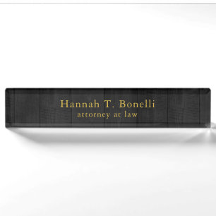 Trendy Gray Wood Gold Design Schlicht kreativ Mode Namensplakette