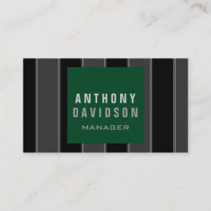 Trendy Green Black Gray Strip Business Card Visitenkarte