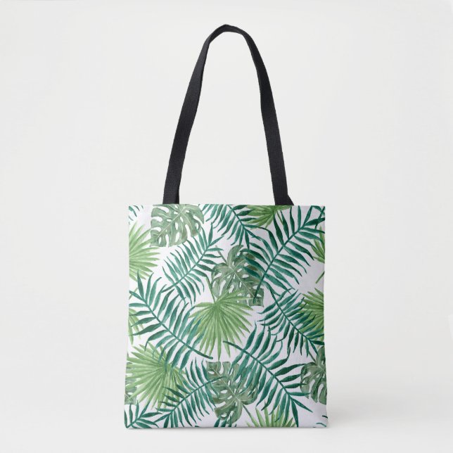 Trendy Green Botanical Palm Blätter Tasche (Vorderseite)