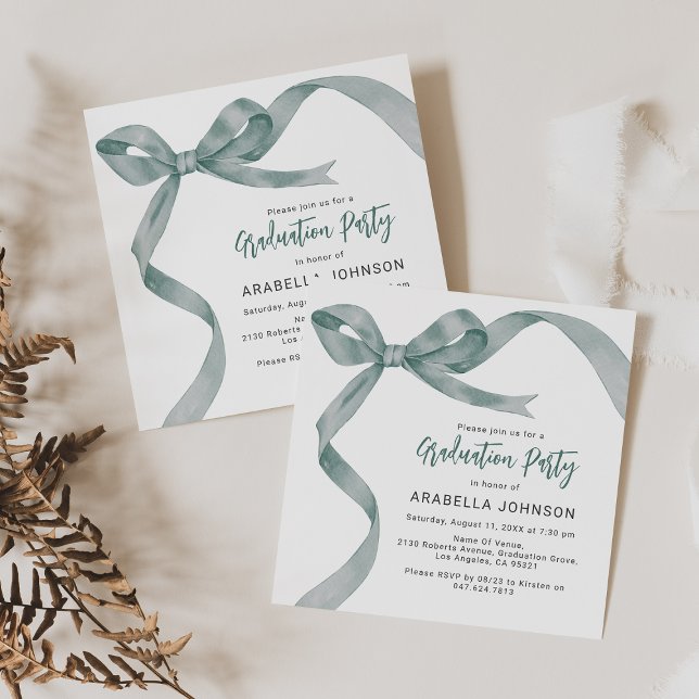 Trendy Green Bow Abschluss Feiertagskarte (Von Creator hochgeladen)