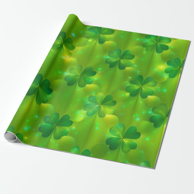 Trendy Green Clover 4 Lists Geschenkpapier (Ungerollt)