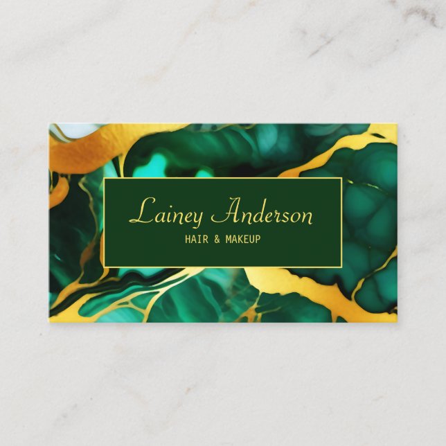 Trendy Green Gelb Gold Imitate Marmor Visitenkarte (Vorderseite)
