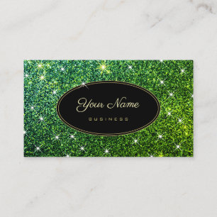 Trendy Green Glitzer Glam Luminous Stars Elegant Visitenkarte
