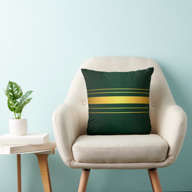 Trendy Green Gold Luxury Linen Texture Collection Kissen (Stuhl )