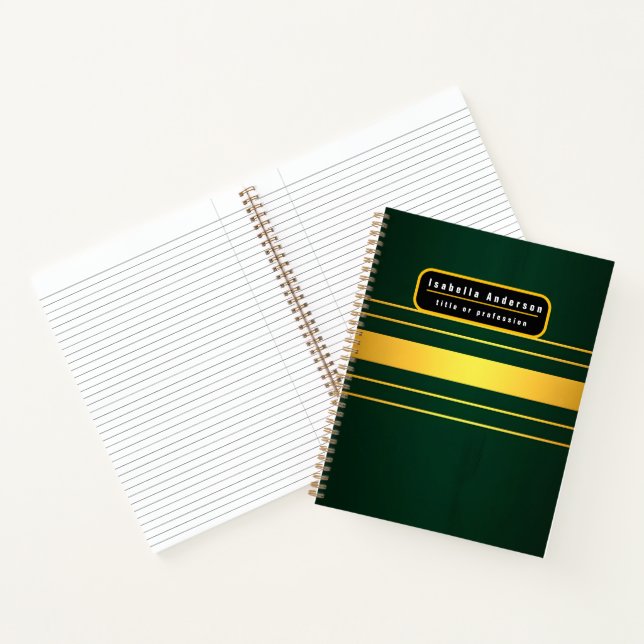 Trendy Green Gold Luxury Linen Texture Collection Notizbuch (Innenseite)