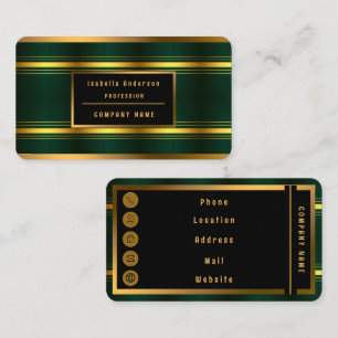 Trendy Green Gold Luxury Linen Texture Collection Visitenkarte